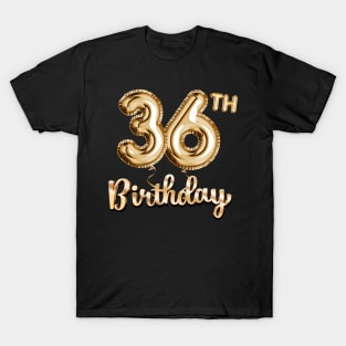 36th Birthday Gifts - Party Balloons Gold T-Shirt